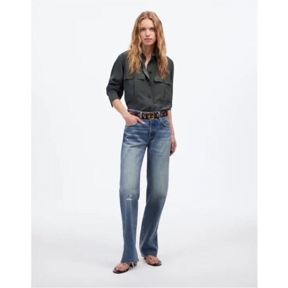 Madewell The Dean Easy Straight Jean Soft Relaxed Blue Size 26 Distressed - Picture 8 of 8